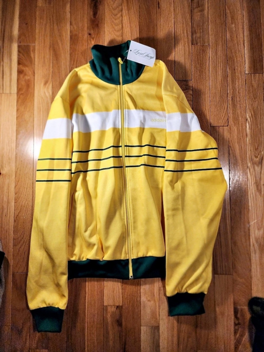 adidas Firebird Track Top Striped Yellow & Green XL